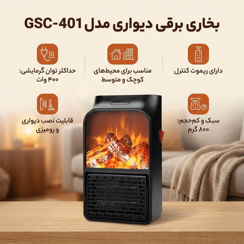 بخاری برقی دیواری مدل GSC-401