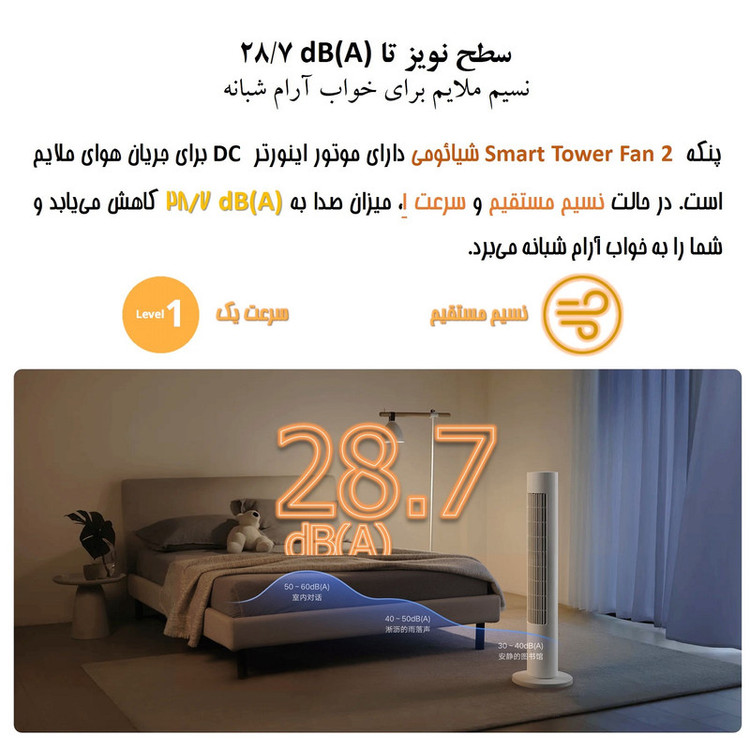 پنکه ایستاده 24 وات شیائومی مدل Smart Tower Fan 2