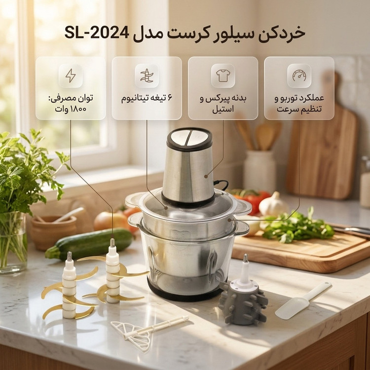 خردکن 3800 میلی لیتر سیلور کرست مدل SL-2024