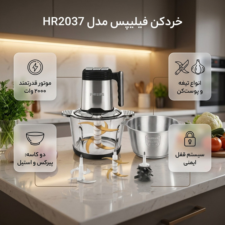 خردکن 4۰۰۰ میلیلیتر فیلیپس مدل HR2037
