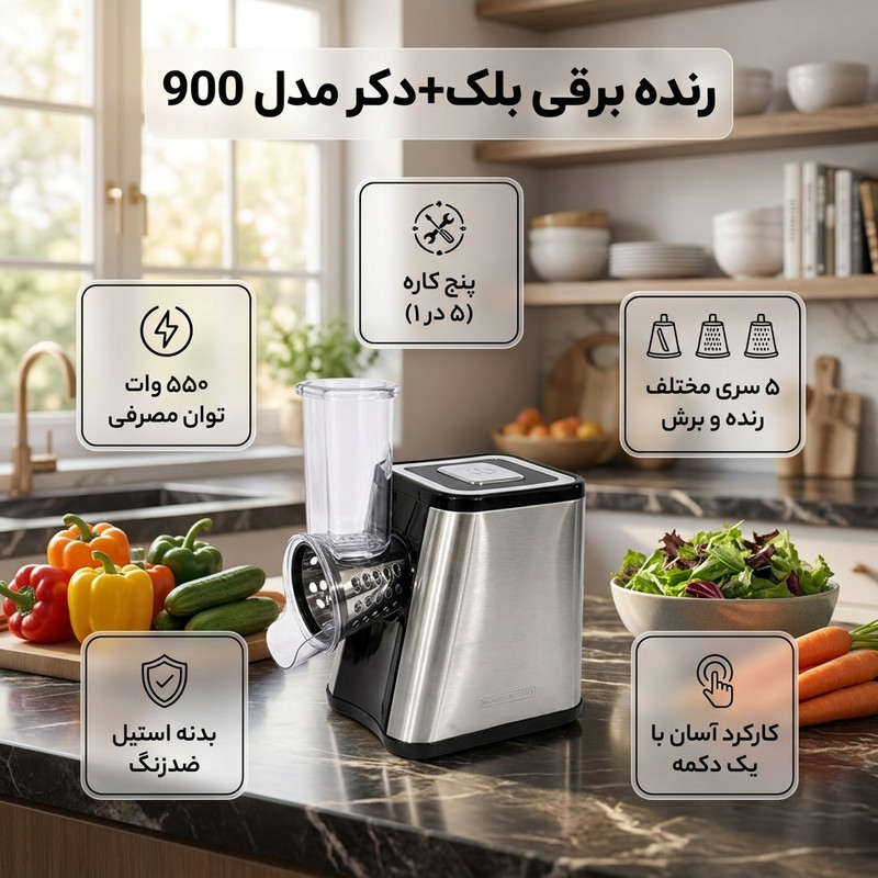 خردکن رنده برقی بلک+دکر مدل ۹۰۰