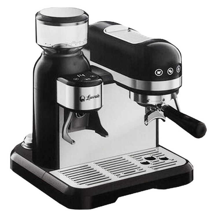 اسپرسو ساز نیمهصنعتی 1.4 لیتری لواک مدل LWK-CM3220، نیمه اتوماتیک با مصرف پودر قهوه، مناسب تهیه اسپرسو، کافه لاته، کاپوچینو، موکا و امریکانو، دارای یک عدد نازل قهوه، آسیاب قهوه، حالت آماده به کار و سیستم گرم کردن فنجان