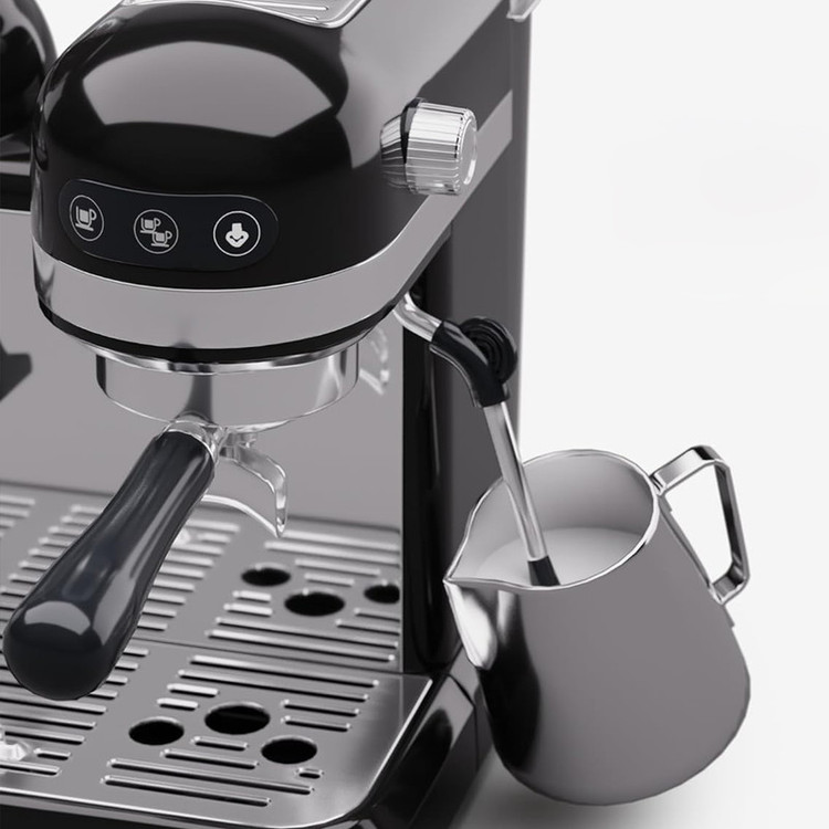 اسپرسو ساز نیمهصنعتی 1.4 لیتری لواک مدل LWK-CM3220، نیمه اتوماتیک با مصرف پودر قهوه، مناسب تهیه اسپرسو، کافه لاته، کاپوچینو، موکا و امریکانو، دارای یک عدد نازل قهوه، آسیاب قهوه، حالت آماده به کار و سیستم گرم کردن فنجان