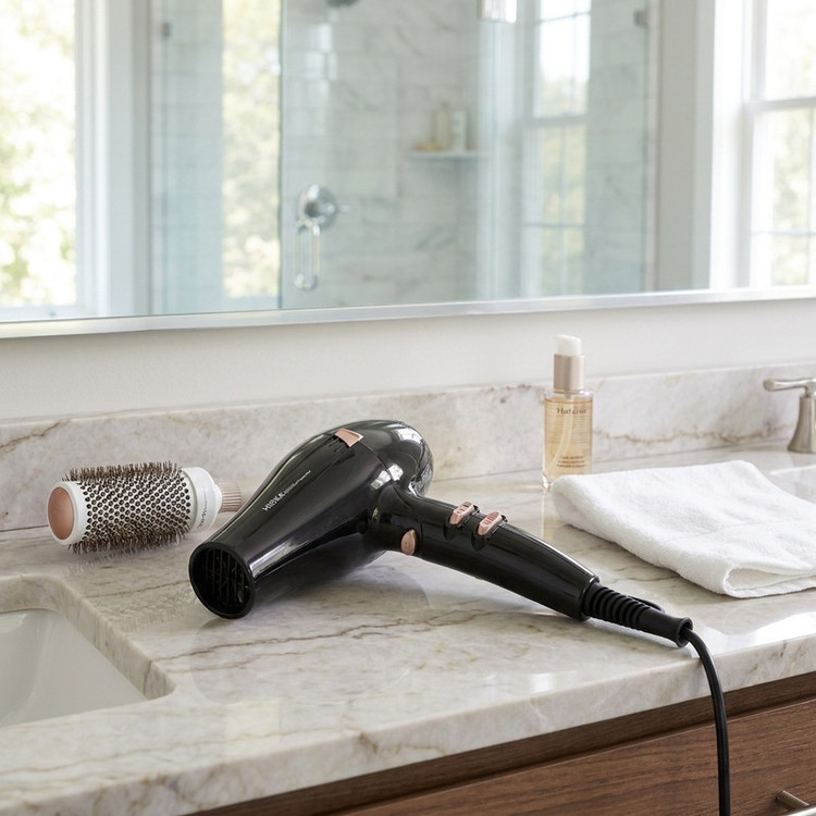 سشوار حرفهای 2400 وات هیسکا مدل H5253، موتور AC، وزن 1100 گرم، المنت سرامیک تورمالین، دارای سری متمرکزکننده باریک، متمرکزکننده پهن با ویژگی فرکنندگی، صافکنندگی، حجمدهندگی، با قابلیت باد سرد