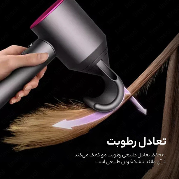 سشوار حرفهای انزو پروفیشینال مدل dy-888 با موتور مافوق صوت، توان 1600 وات، تنظیم دما و سرعت سه حالته، خشک شدن سریع، صدای کم، همراه با 5 نازل متنوع برای حالتدهی و ضد ریزش مو