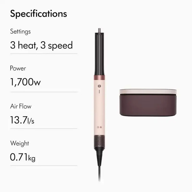 سشوار برسدار حالتدهنده دایسون مدل Coanda 2X HS09 با توان 1700 وات، تنظیمات دما چهار حالته، تنظیم سرعت سه سرعته، فناوری Coanda2X بدون حرارت آسیبزا، موتور دیجیتال Hyperdymium، سیستم ضدگره و ضد الکتریسیته ساکن، همراه با 6 سری متنوع و کیف نگهدارنده