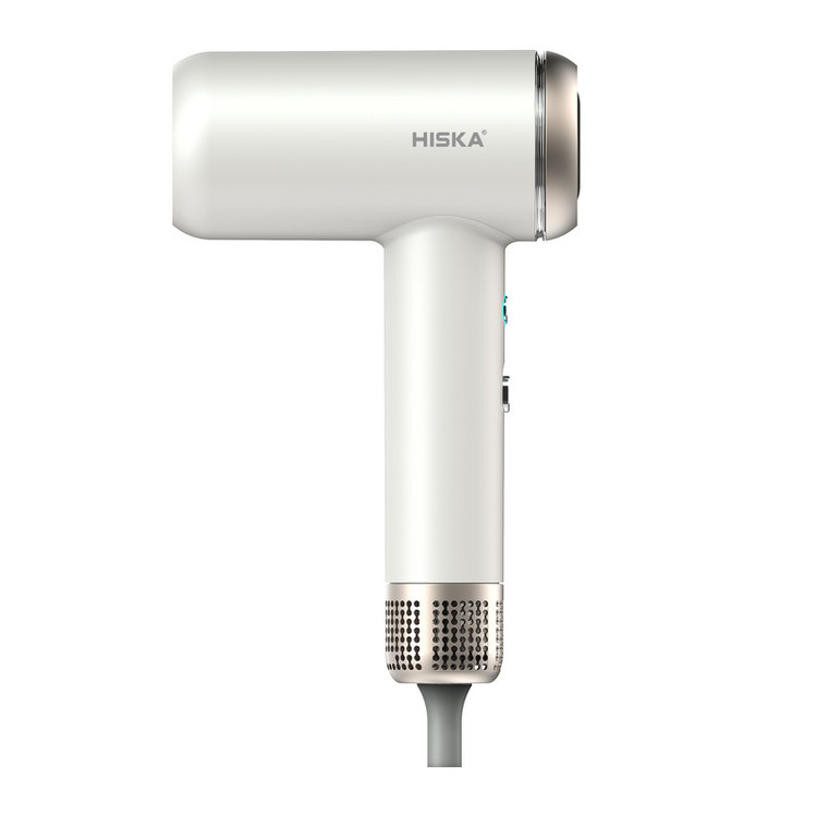 سشوار حرفهای هیسکا مدل H5256 با موتور BLDC 110,000 دور در دقیقه، توان 1800 وات، فناوری یون منفی، کنترل هوشمند دما، تنظیمات چهار حالته دما و دو سرعته سرعت، همراه با سری متمرکزکننده هوا، وزن 360 گرم، کابل 2.5 متری