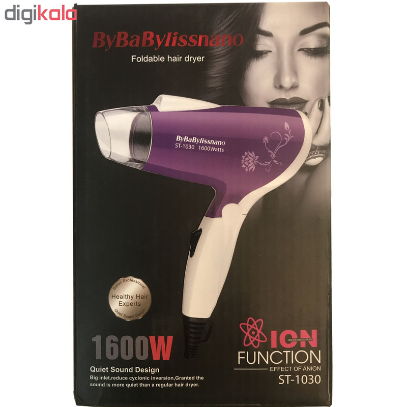 سشوار مسافرتی مدل ST1030_W1600 با توان 1600 وات، تنظیم دما در دو حالت، سرعت یک سرعته، موتور AC، وزن 250 گرم و سری صافکننده