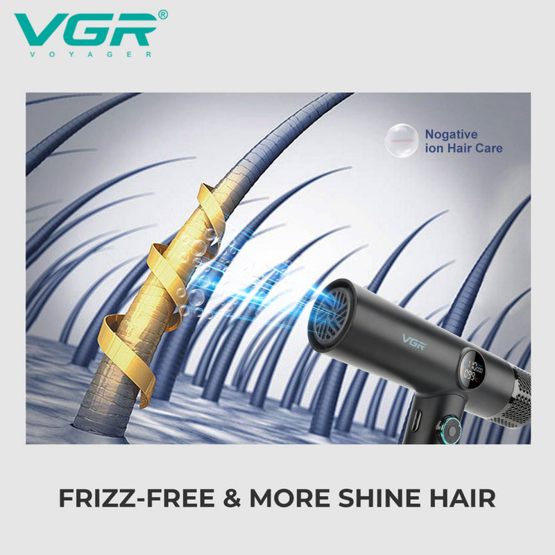 سشوار برسدار چرخشی 1900 وات وی جی ار مدل v-401، موتور AC، وزن 600 گرم، دارای سری متمرکزکننده پهن، متمرکزکننده باریک، دیسپانسر با ویژگی فرکنندگی، صافکنندگی، حجمدهندگی، با قابلیت فناوری تولید یون