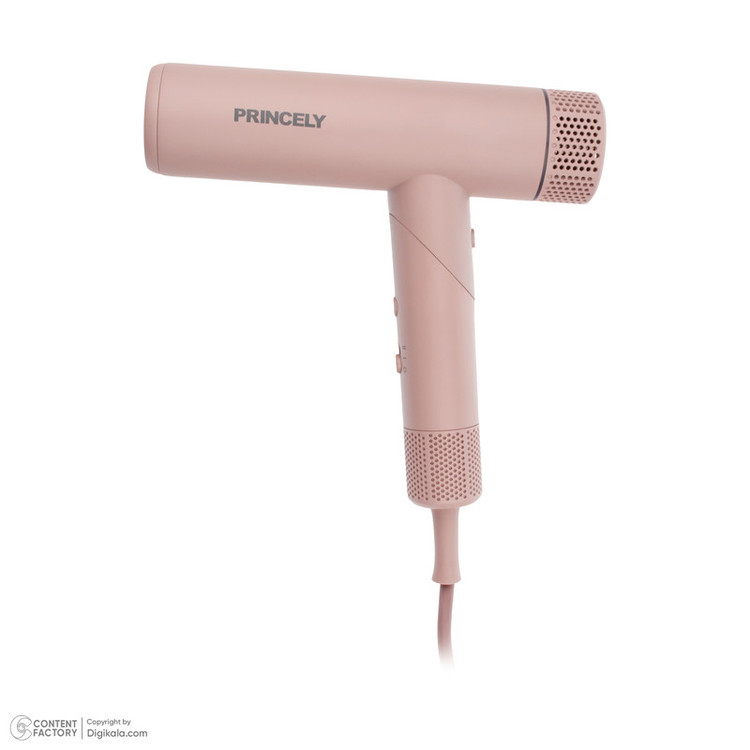 سشوار خانگی و نیمهحرفهای پرنسلی مدل PR283AT با توان 220-240 وات، تنظیمات دما و سرعت دو حالته، سری فرکنندگی و حجمدهندگی، همراه با متمرکزکننده باریک و دیسپانسر