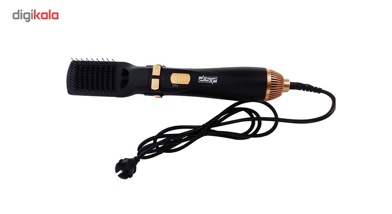 سشوار برسدار چرخشی 1200 وات دی اس پی مدل E_50001، موتور AC، وزن 300 گرم، المنت فلز، دارای سری برسدار گرد باریک، سری برسدار گرد پهن، سری برسدار تخت، خشککن ملایم با ویژگی فرکنندگی، صافکنندگی، حجمدهندگی، با قابلیت باد سرد