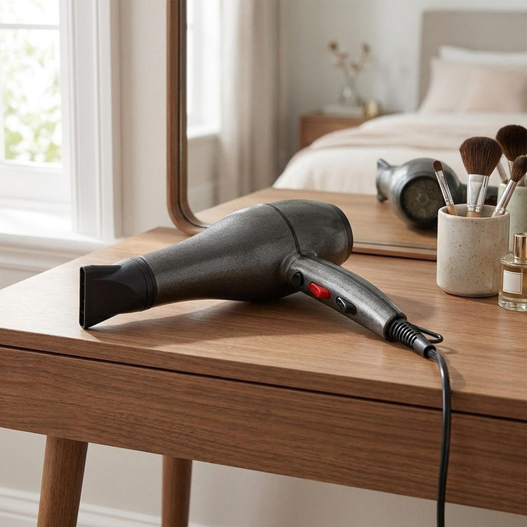 سشوار خانگی مدل RC-2024 با موتور AC، توان 9000 وات، تنظیم دما و سرعت در دو حالت، سری صافکننده، همراه با متمرکزکننده باریک، وزن 650 گرم