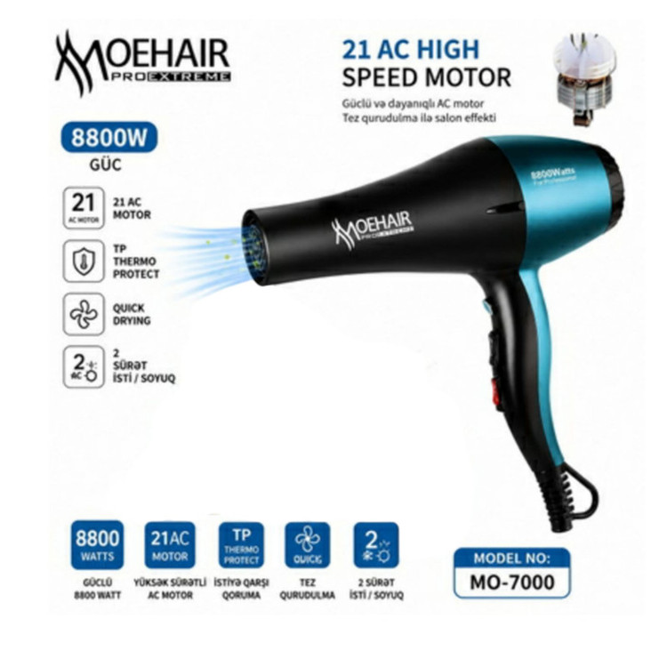 سشوار حرفهای 8800 وات موهیر مدل MO-7000