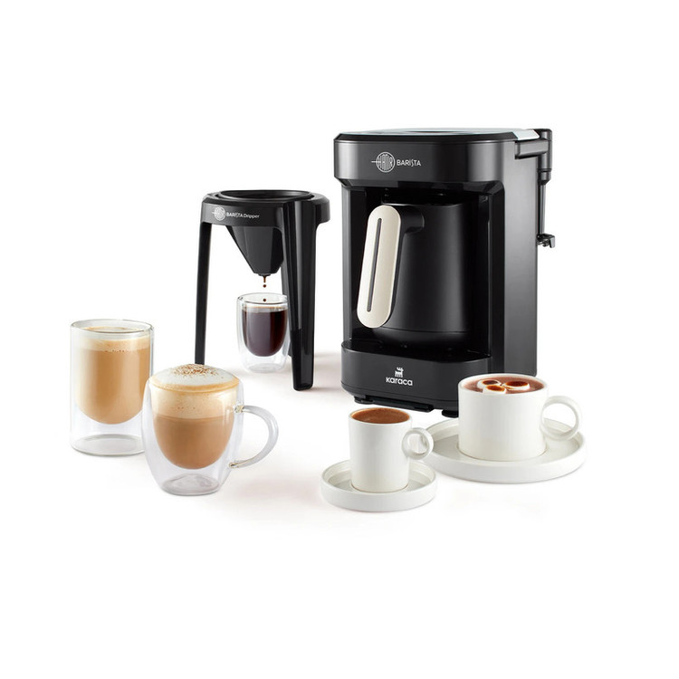 قهوهساز کاراجا مدل Barista Türk، ظرفیت دمآوری پنج فنجان با فیلتر الیافی، دارای کف ساز شیر