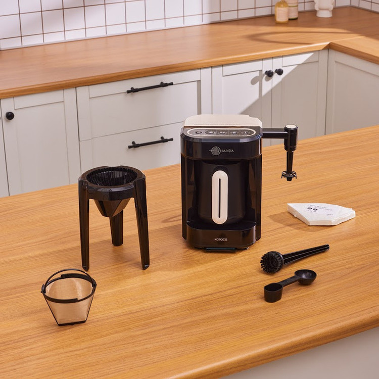 قهوهساز کاراجا مدل Barista Türk، ظرفیت دمآوری پنج فنجان با فیلتر الیافی، دارای کف ساز شیر