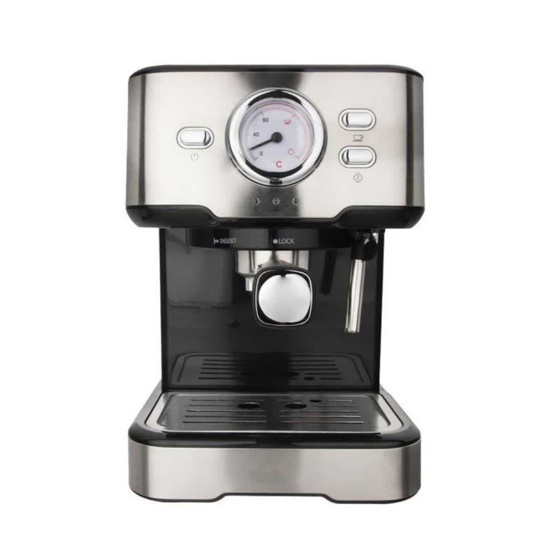 قهوهساز سوئیس پلاس مدل SEM-2220s، با فیلتر استیل ضد زنگ، دارای کف ساز شیر و تنظیم میزان بخاردهی