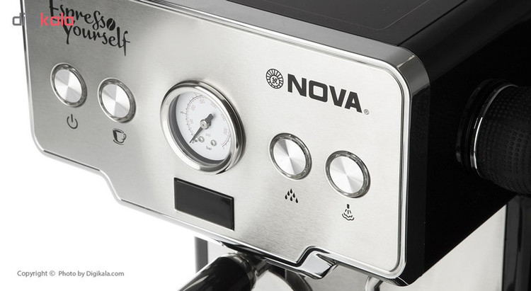 اسپرسوساز 1700 میلیلیتری نوا مدل NOVA NCM-128EXPS، مناسب تهیه اسپرسو، کافه لاته، موکا، کاپوچینو و ماکیاتو، دارای 1 عدد نازل قهوه، سیستم گرم کردن فنجان