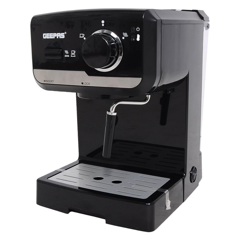 اسپرسوساز 1500 میلیلیتری جی پاس مدل GCM-6108، با مصرف پودر قهوه، مناسب تهیه اسپرسو، کافه لاته و کاپوچینو، دارای 1 عدد نازل قهوه