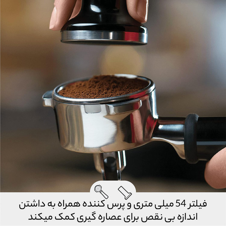 اسپرسوساز خانگی 1800 میلیلیتری سیج مدل Duo Temp Pro، با مصرف پودر قهوه، مناسب تهیه اسپرسو، کافه لاته، کاپوچینو، امریکانو و فلت وایت، دارای 2 عدد نازل قهوه، سیستم گرم کردن فنجان