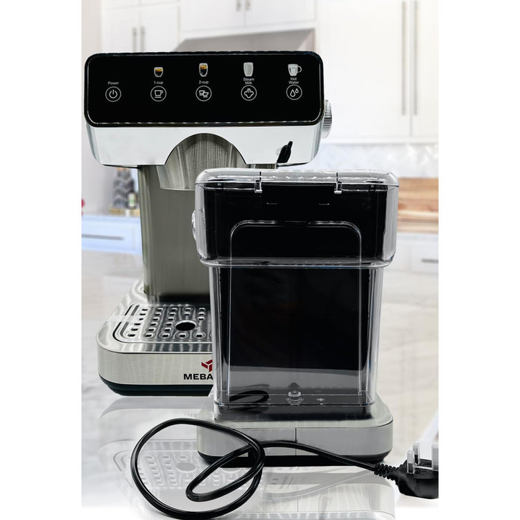 اسپرسوساز مباشی مدل ME-ECM2113، مناسب تهیه اسپرسو، دارای 1 عدد نازل قهوه، سیستم گرم کردن فنجان