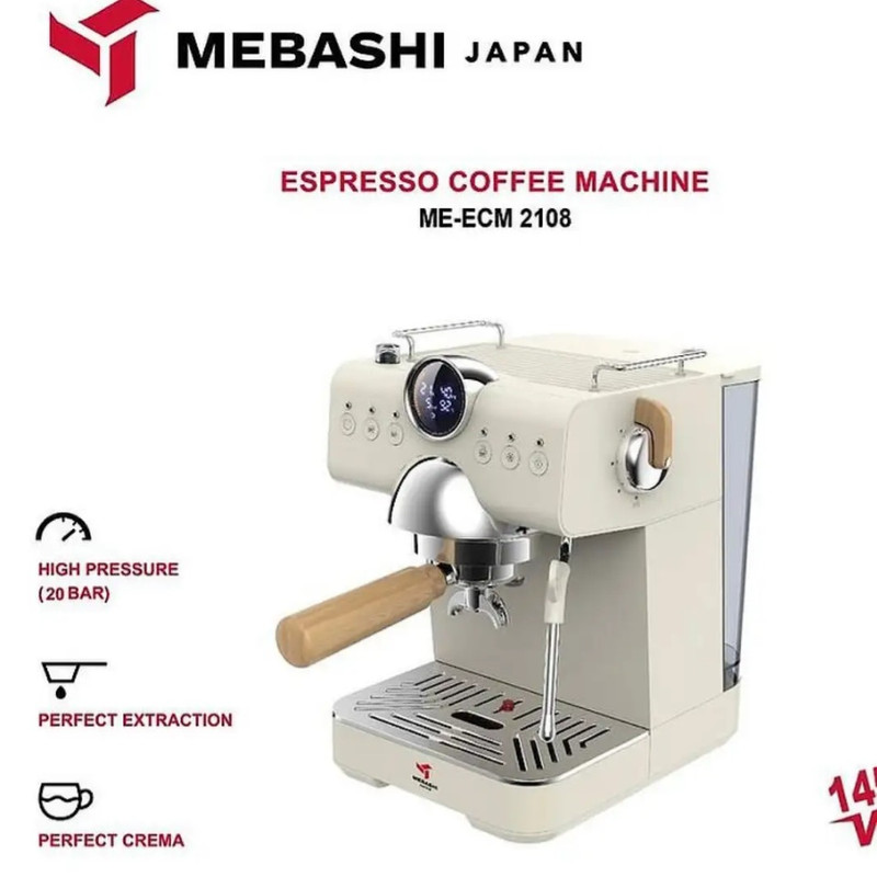 اسپرسوساز خانگی نیمهاتوماتیک مباشی مدل ME-ECM2108 با فشار بخار 20 بار و سیستم گرمایشی بویلر
