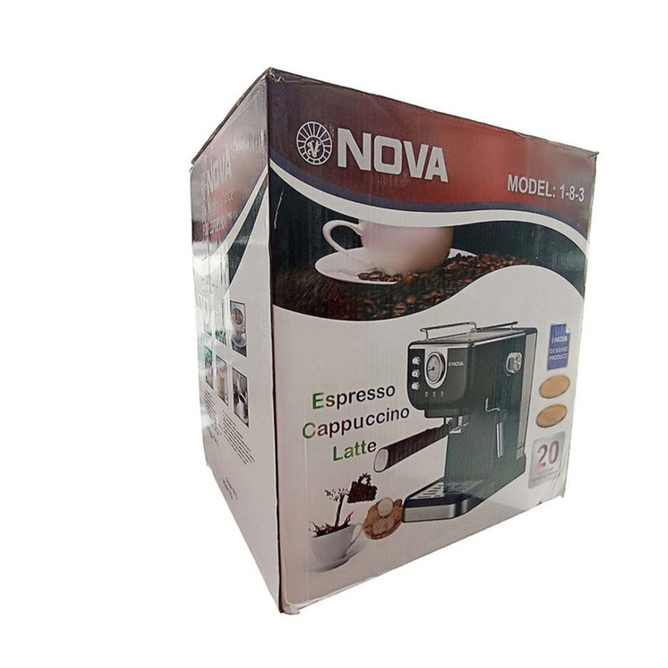 اسپرسوساز 1200 وات نوا مدل 3-8-1 با قابلیت تولید کف شیر و تهیه اسپرسو، کاپوچینو و کافه لاته، دارای حالت آمادهبهکار