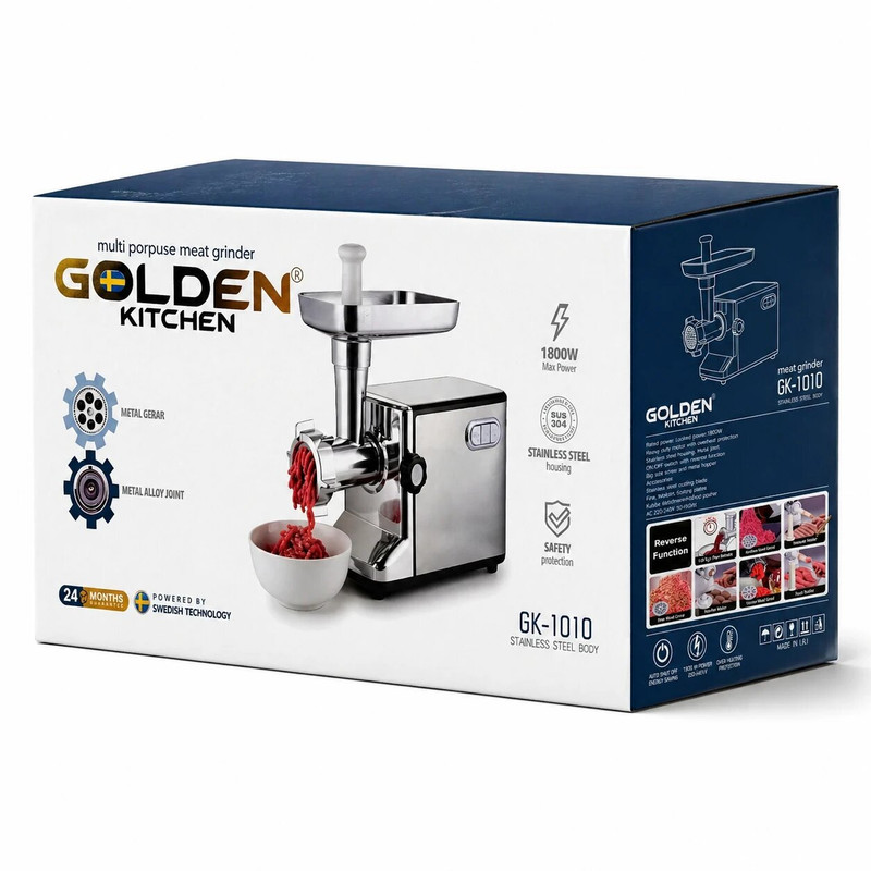 چرخ گوشت 1800 وات گلدن کیچن بدنه استیل مدل GK1010