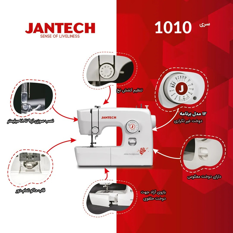 چرخ خیاطی خانگی جانتک مدل 1010