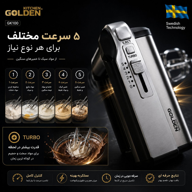 همزن پایه دار گلدن کیچن مدل GK110