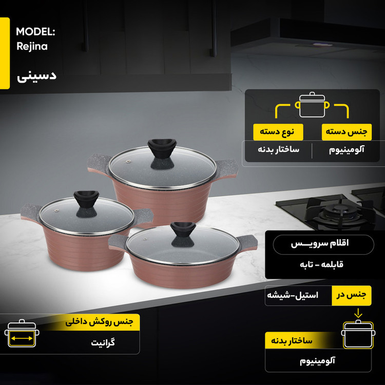 سرویس پخت و پز 6 پارچه دسینی مدل Rejina