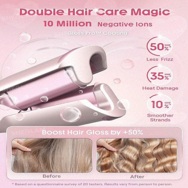 فر کننده مو شیگلم مدل cuppid,s charm Beach Babe Hair Waver سایز 25 با پوشش سرامیک و تنظیم دما تا 210 درجه
