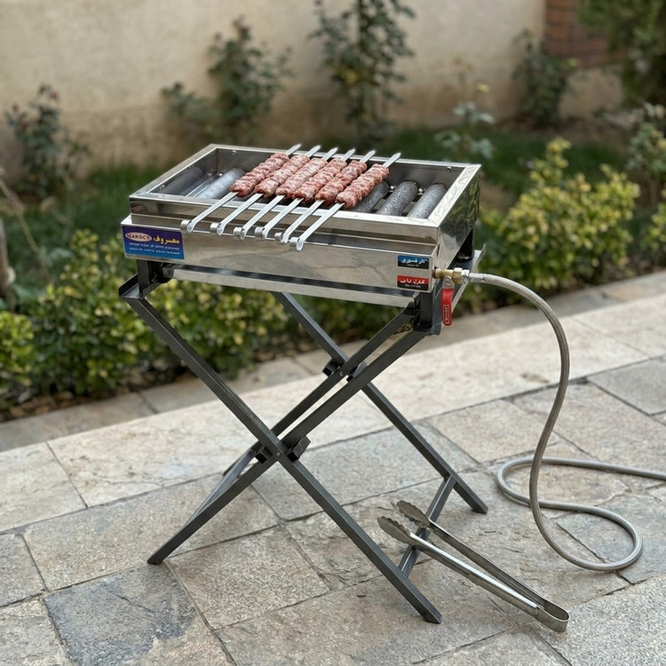 کباب پز معروف مدل گازی 8 شعله پایه دار
