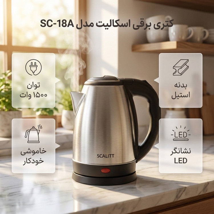 کتری برقی اسکالیت مدل SC-18A گنجایش 1.8 لیتر