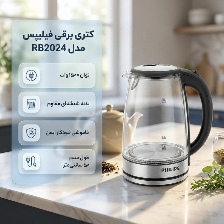 کتری برقی فیلیپس مدل RB2024 گنجایش 1.8 لیتر