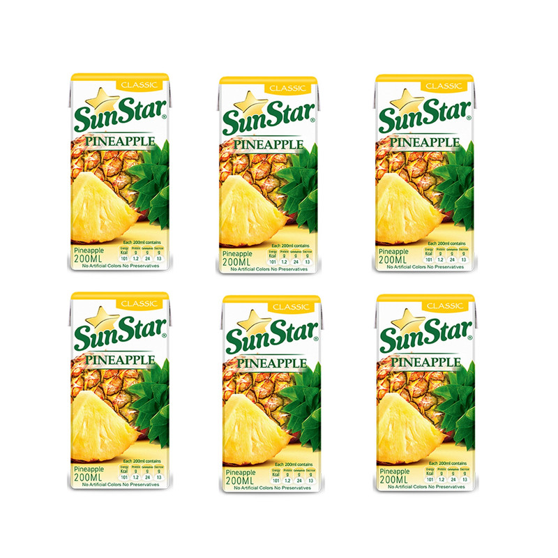 آبمیوه آناناس سان استار - 0.2 لیتر بسته 6 عددی