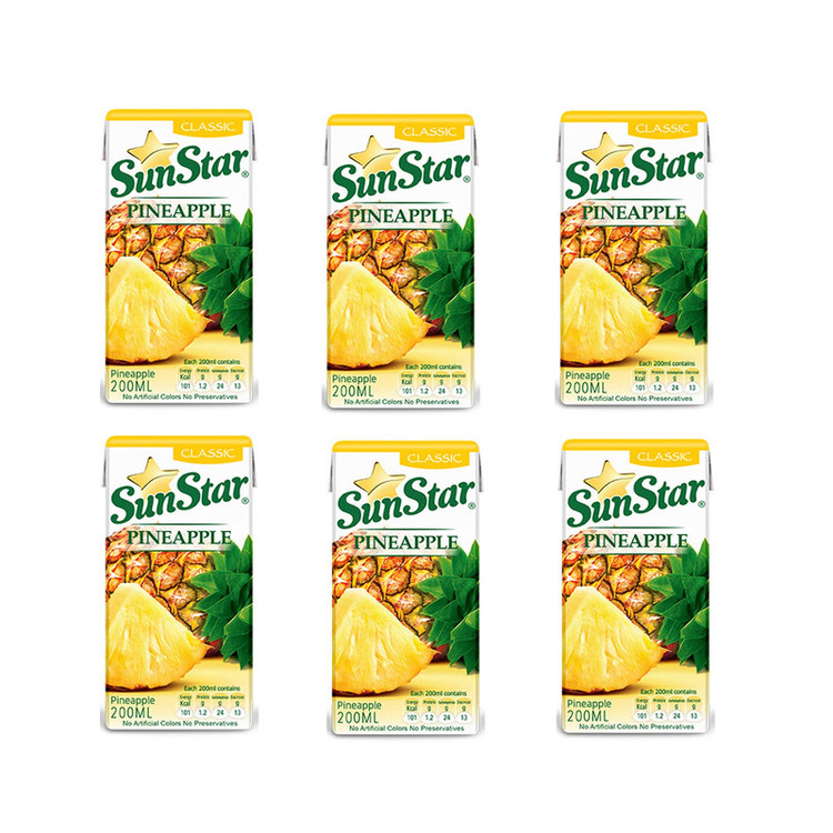 آبمیوه آناناس سان استار - 0.2 لیتر بسته 6 عددی
