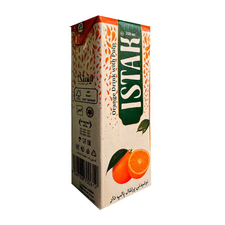 آبمیوه پرتقال پالپ دار ایستک - 200میلی لیتر بسته 32 عددی