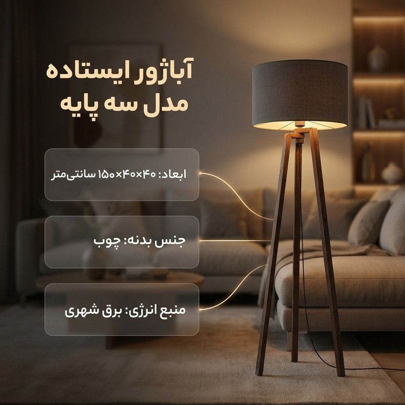 آباژور ایستاده مدل سه پایه عصایی 1000