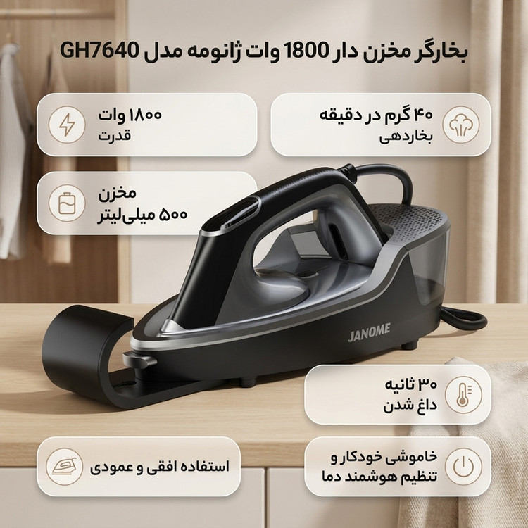 بخارگر مخزن دار 1800 وات ژانومه مدل GH7640