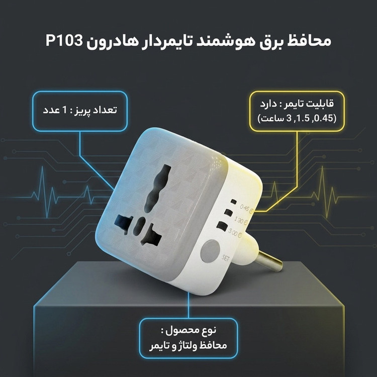 محافظ برق هوشمند تایمردار هادرون مدل P103