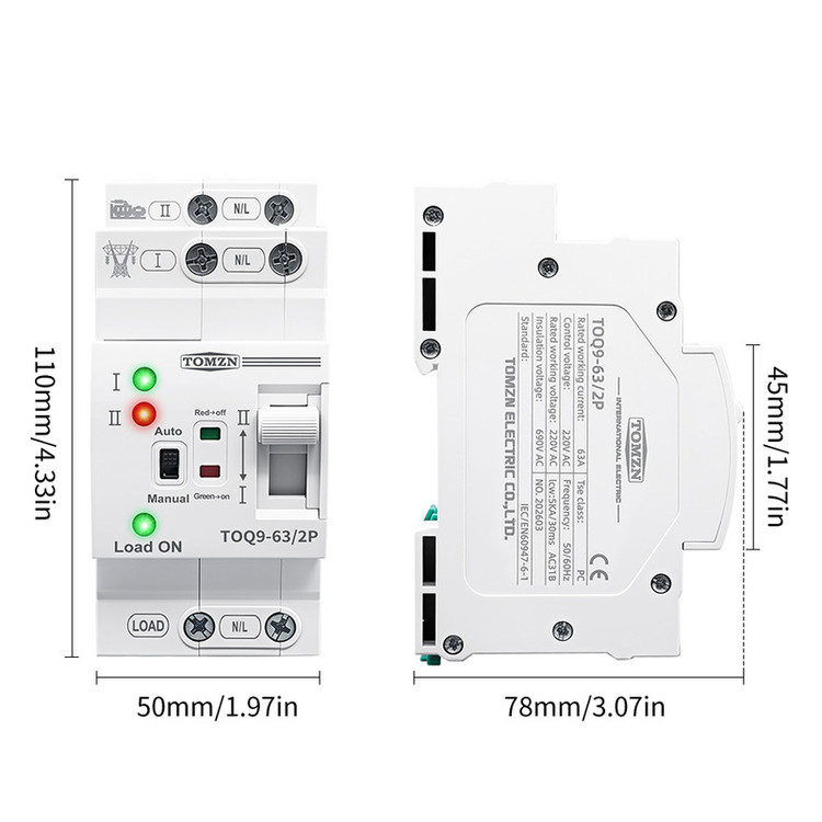 سوییچ انتقال خودکار تومزن مدل TOQ9-63/2P
