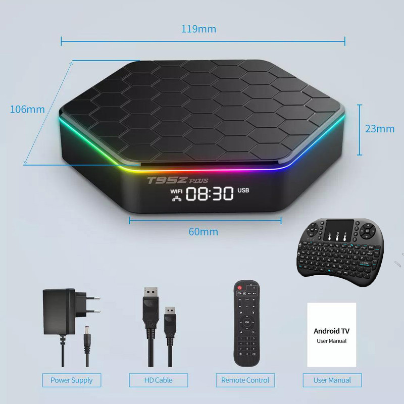 اندروید باکس مدل T95Z Plus به همراه کیبورد بیسیم