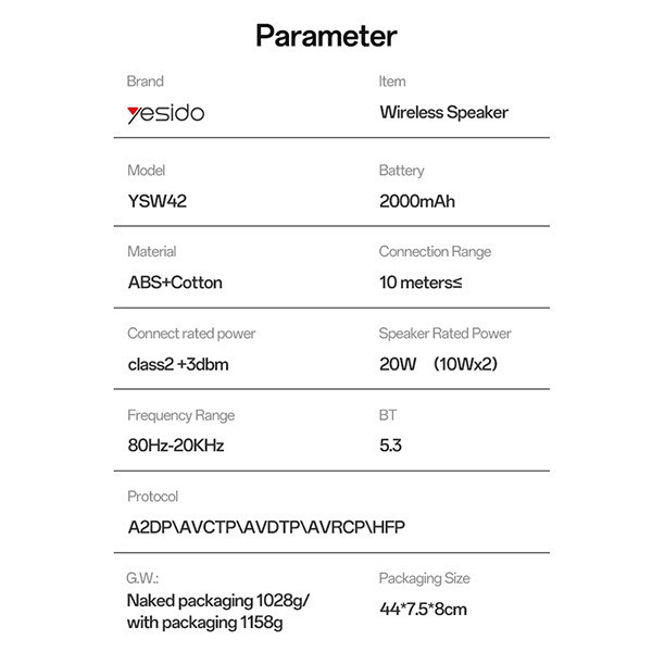 ساندبار بیسیم مدل Yesido YSW42