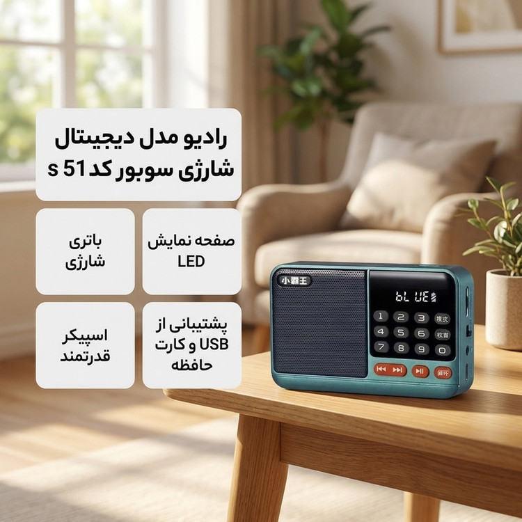 رادیو مدل دیجیتال شارژی سوبور کد s 51