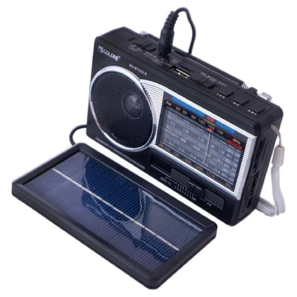 رادیو جیبی گولون مدل RX-BT222-S دارای بلوتوث و پنل خورشیدی سیار