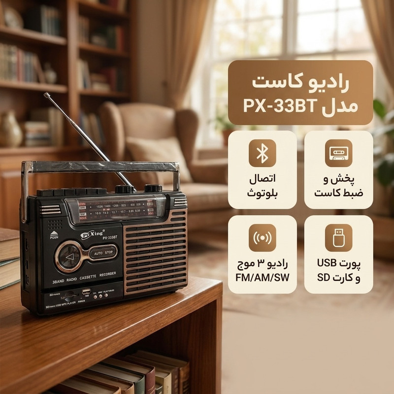 رادیو کاست پوکسین مدل PX-33BT