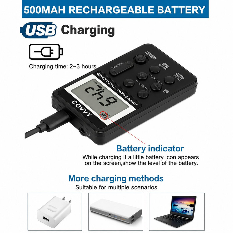 رادیو FM،AM کووی مدل HRD-103