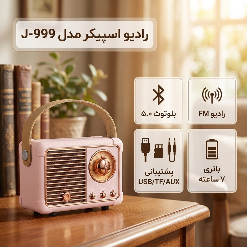 رادیو اسپیکر FM مدل J-999 دارای پورت USB
