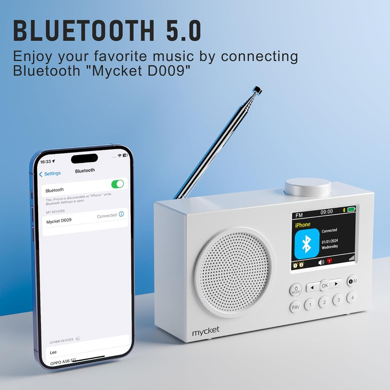 رادیو DAB/DAB+/FM مدل X-HS-D009-6 دارای درگاه ارتباطی Bluetooth
