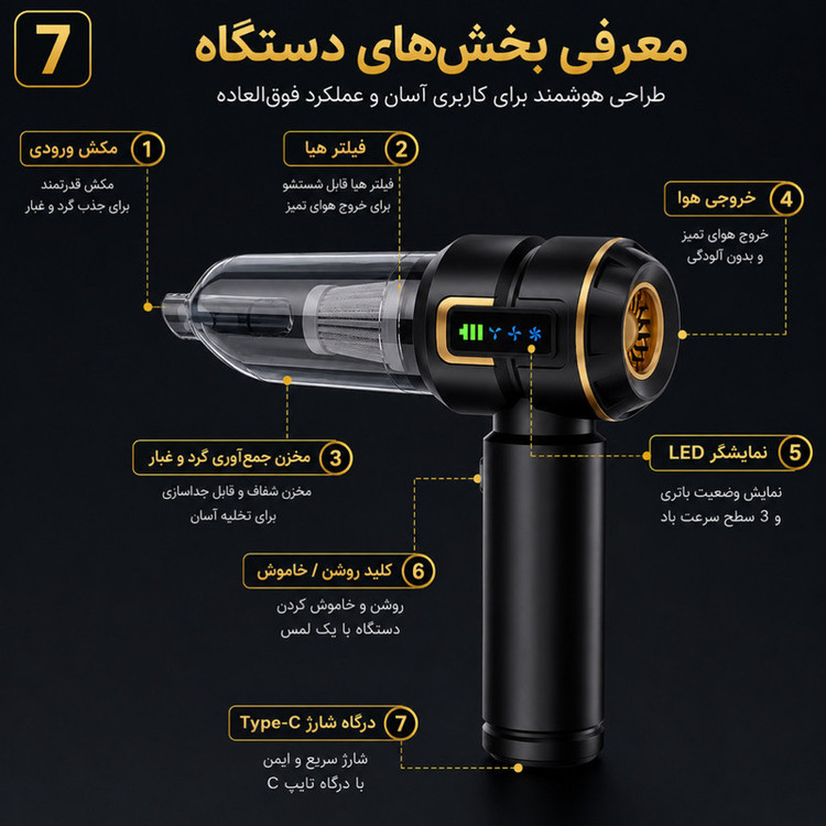 جارو شارژی و دمنده سویتو مدل ST-6687BPlus
